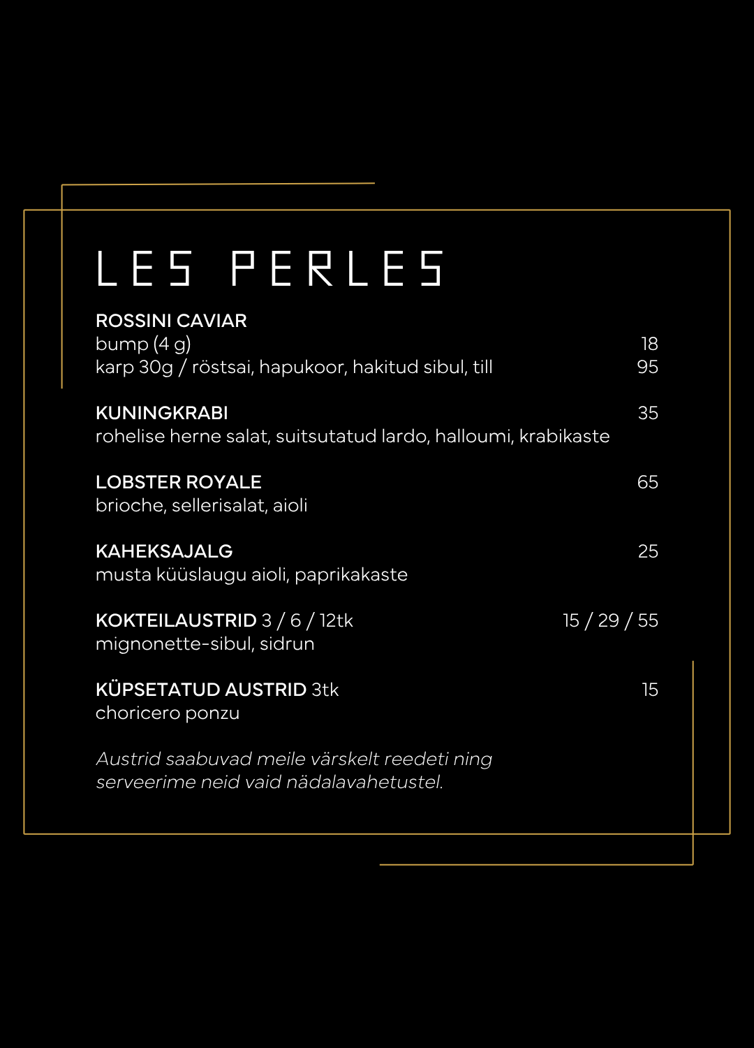 FUME menu 1