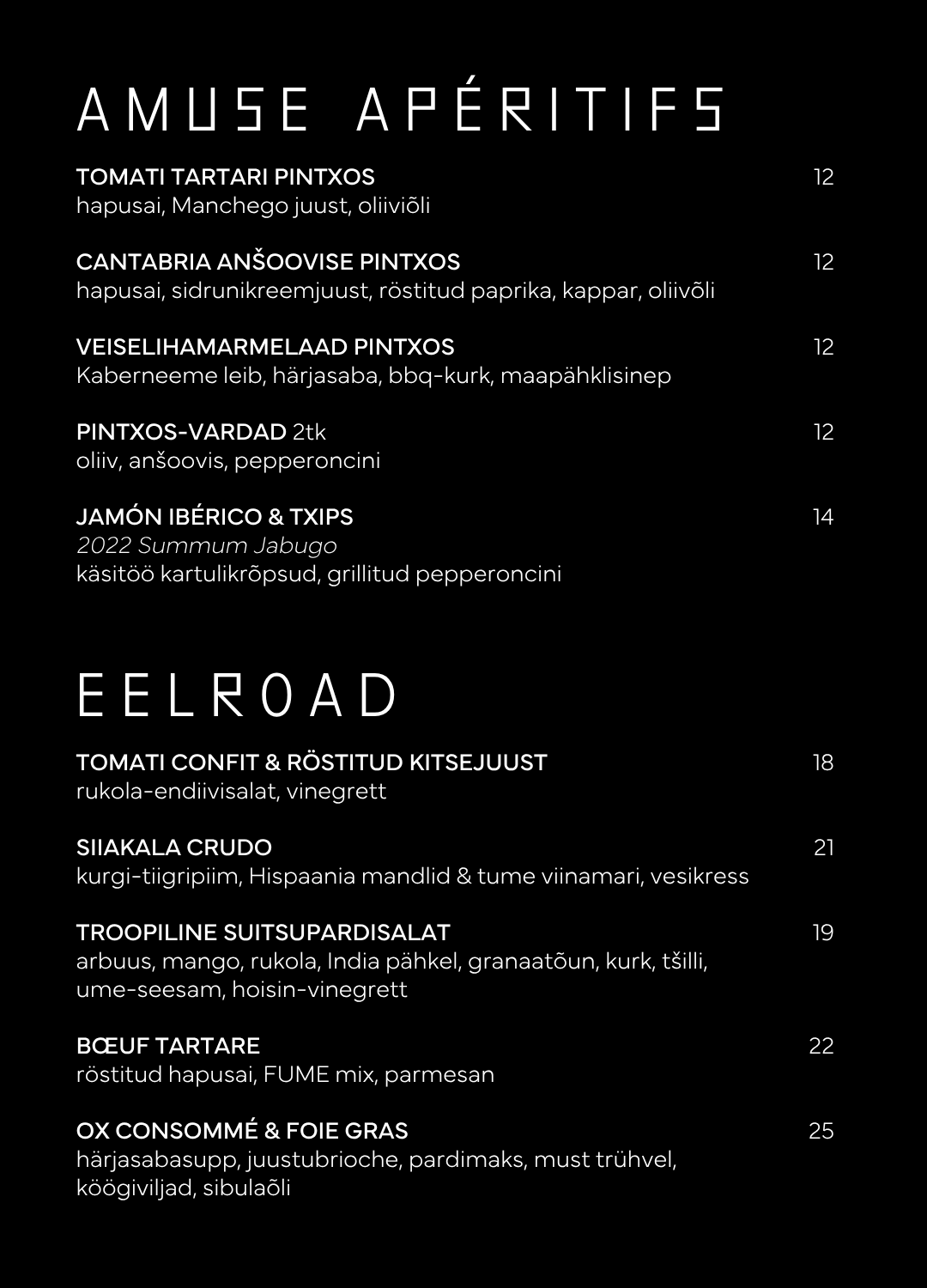 FUME menu 2